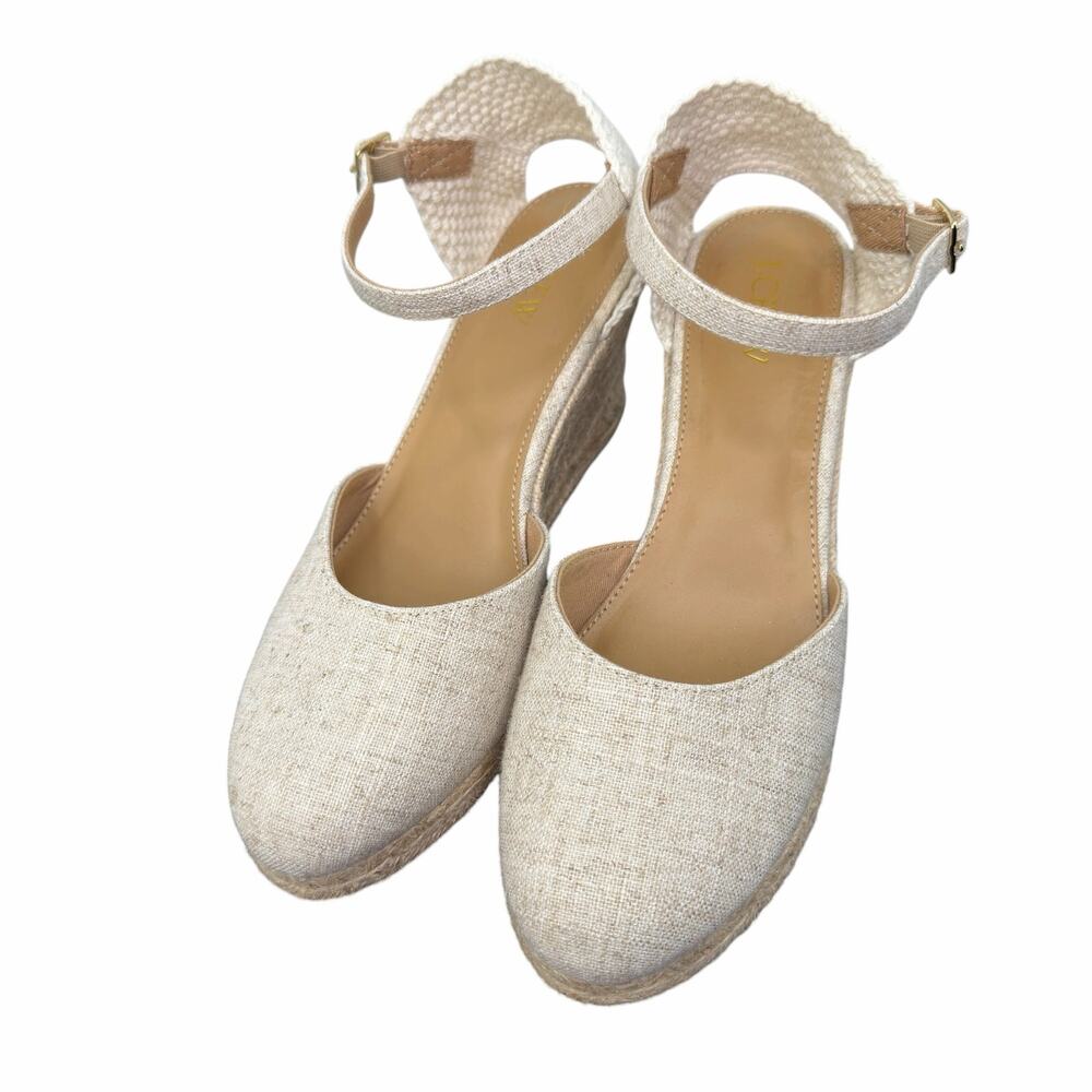 J. Crew NEW Ankle-Strap Espadrille Wedges Heels Shoes Ivory Cream Size 8 $128 - Picture 9 of 12